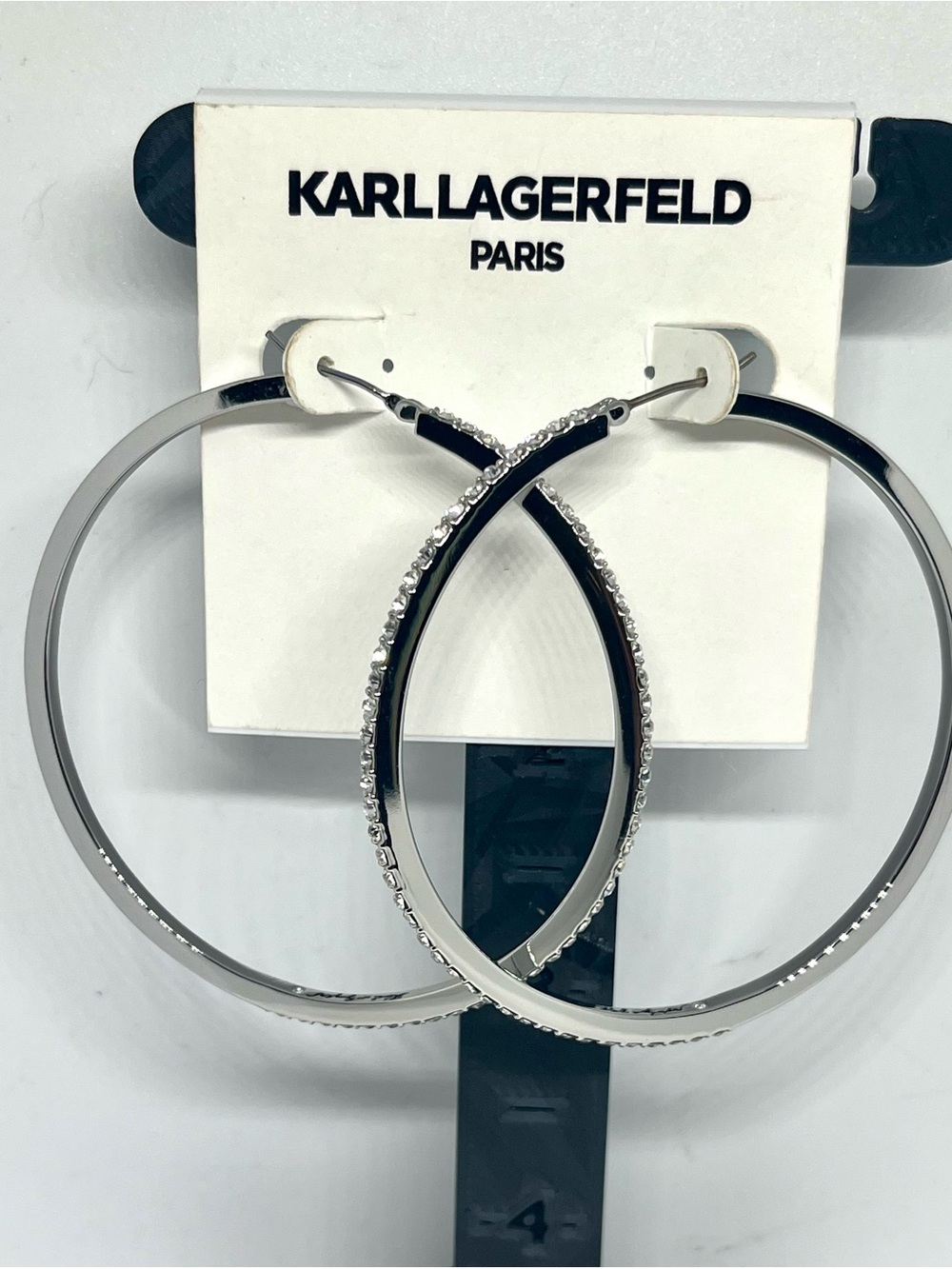 Karl Lagerfeld Large Pave’ Hoop Earrings NWT
